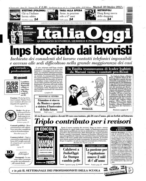 Italia oggi : quotidiano di economia finanza e politica